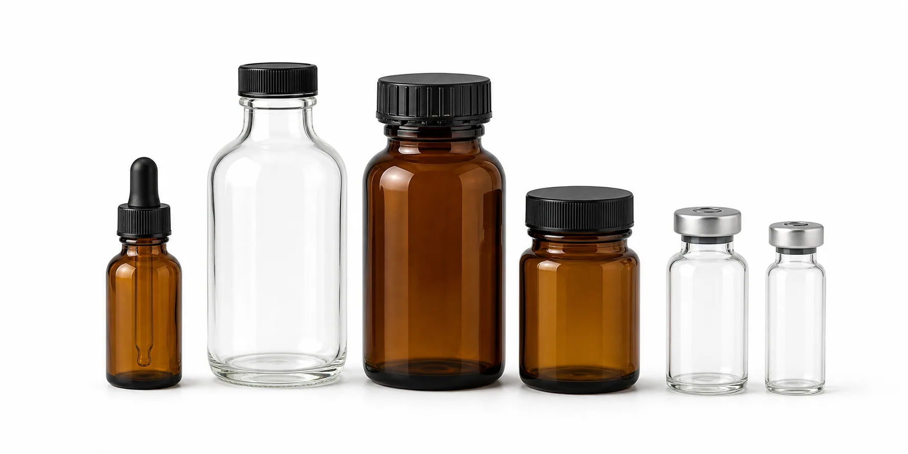 Illustrative healthcare & pharmaceutical glass packaging arrangement