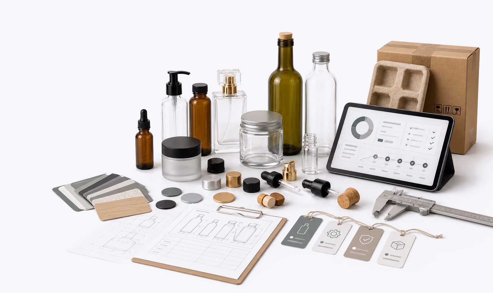 Illustrative glass packaging project-planning arrangement